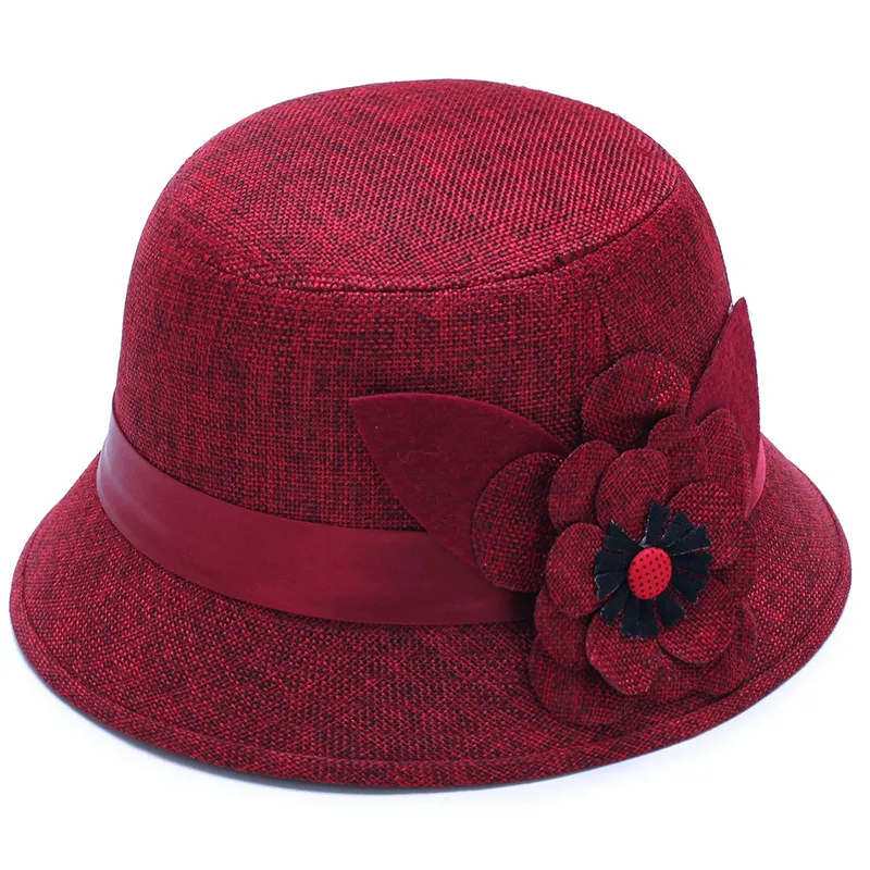 Women's Casual Elegant Retro Flower Wide Eaves Fedora Hat