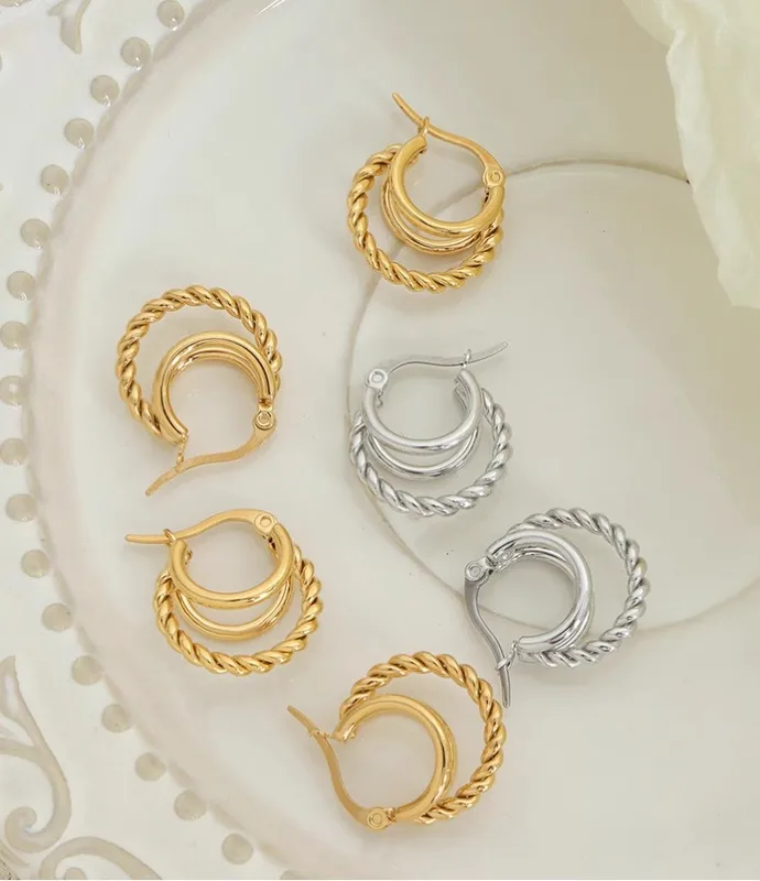1 Pair Simple Style Classic Style Solid Color Plating 304 Stainless Steel Titanium Steel 18K Gold Plated Ear Studs