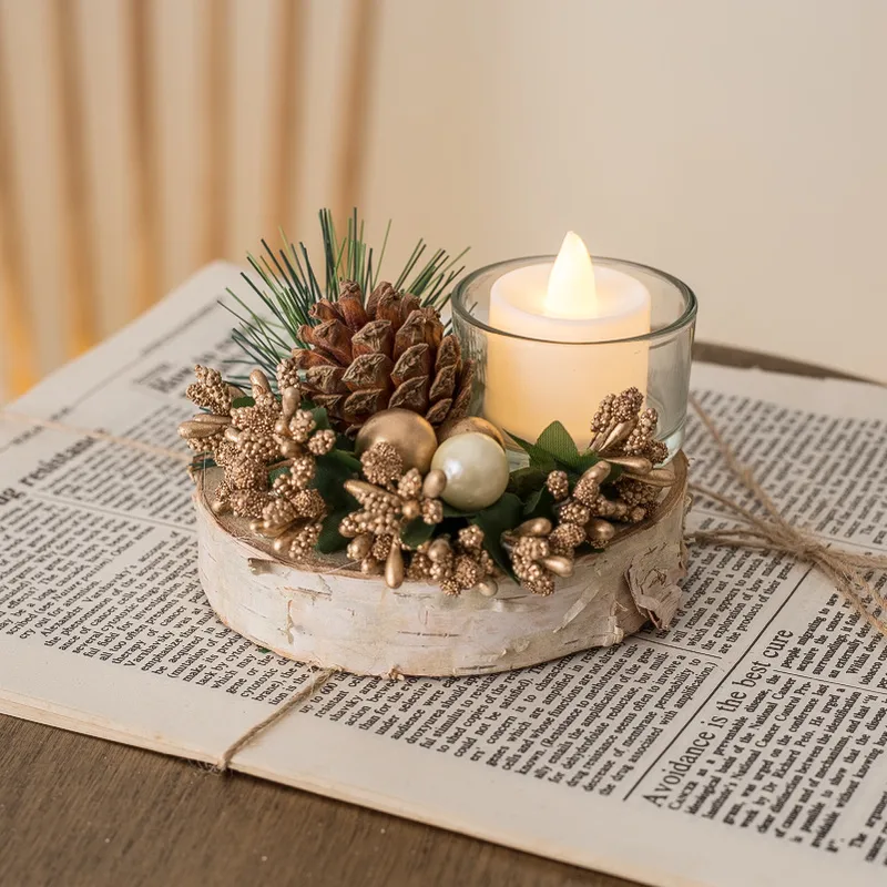 Christmas Pastoral Classic Style Geometric Wood Daily Party Ornaments Candlestick