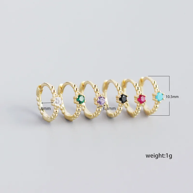 S925 Sterling Silver Round Beads Diamonds Ear Buckle Wholesale Nihaowholesale