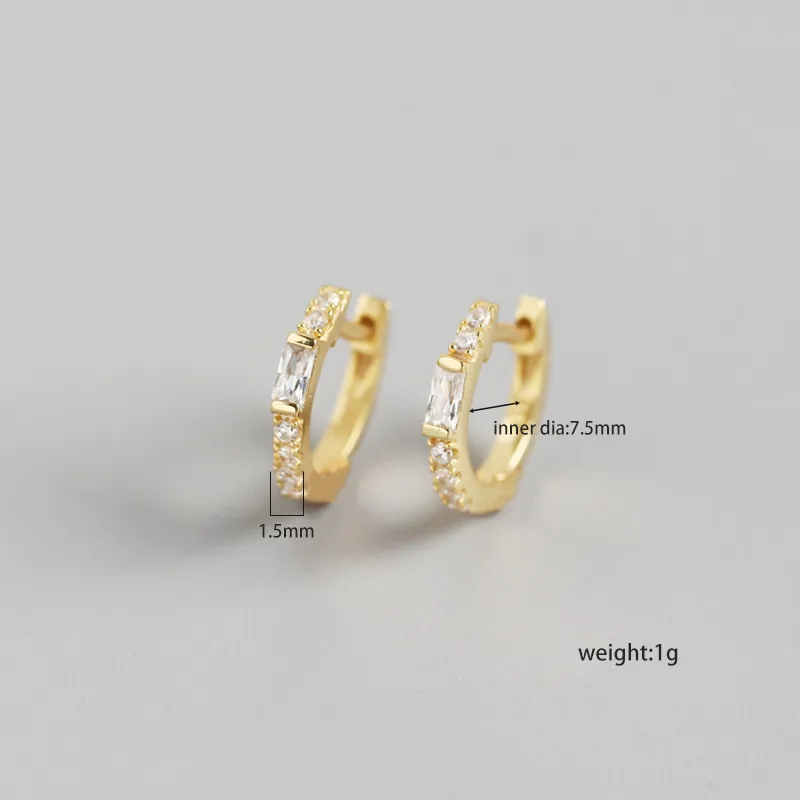 Yhe0153 Best Seller In Europe And America S925 Sterling Silver Ins Wind Long Square Stone Diamond Personality Hipster Ear Ring Ear Clip Ear Studs