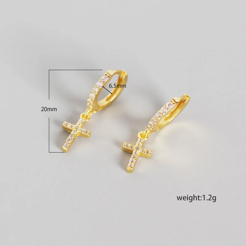 Fashion Cross Diamond Gem Earrings