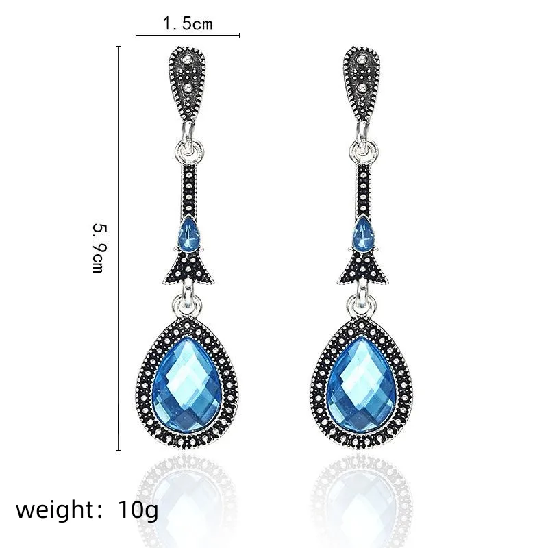 Fashion Water Droplets Plating Alloy Artificial Gemstones Earrings