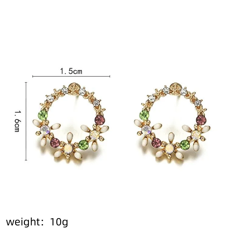 Garland Drip Circle Flower Stud Earrings Nhpf151874