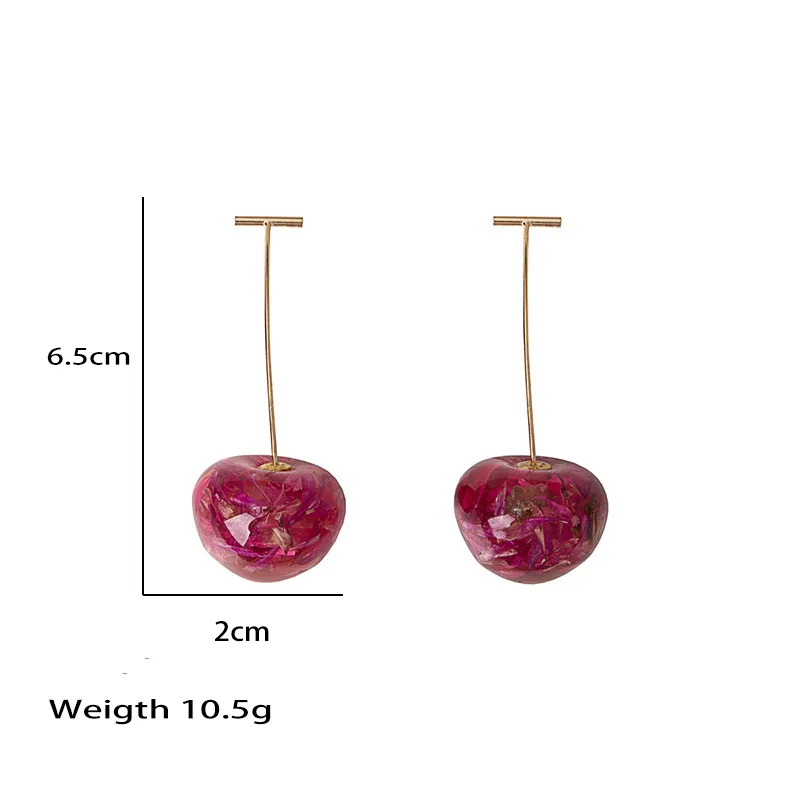 Korean Women's Long Style Personalized Cherry Geometric Earrings