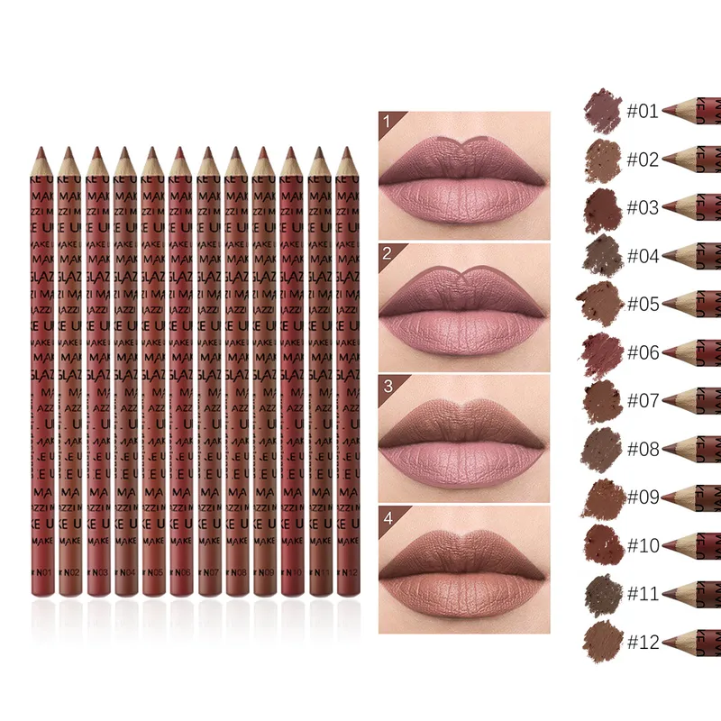 Casual Solid Color Wood Lip Pencil