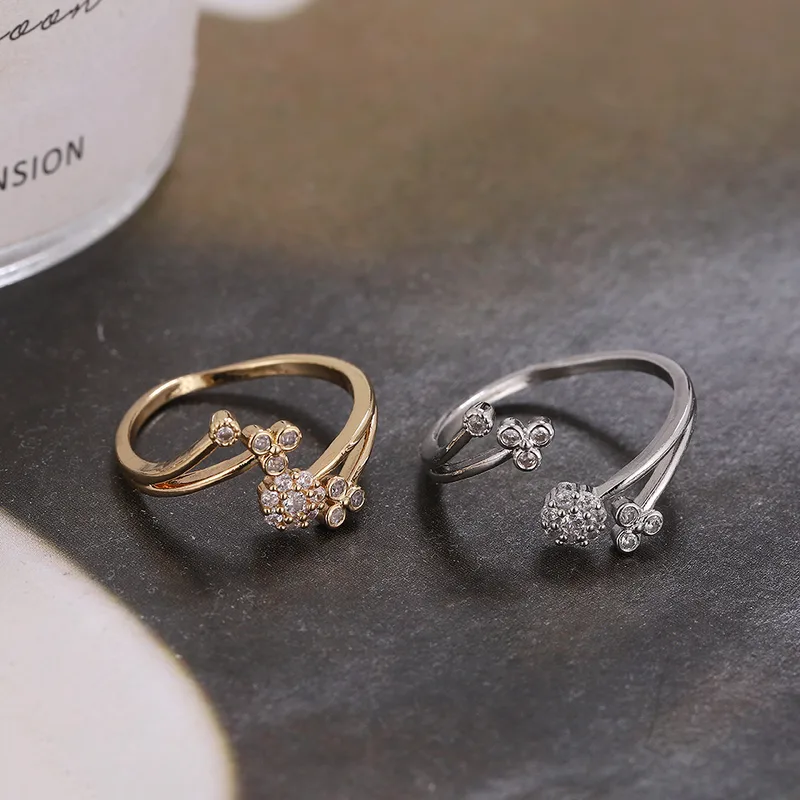 Simple Style Geometric Copper 18k Gold Plated Silver Plated Zircon Adjustable Ring In Bulk