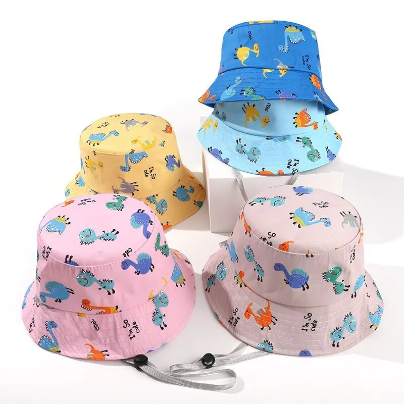 Children Unisex Cartoon Style Cute Simple Style Cartoon Printing Bucket Hat