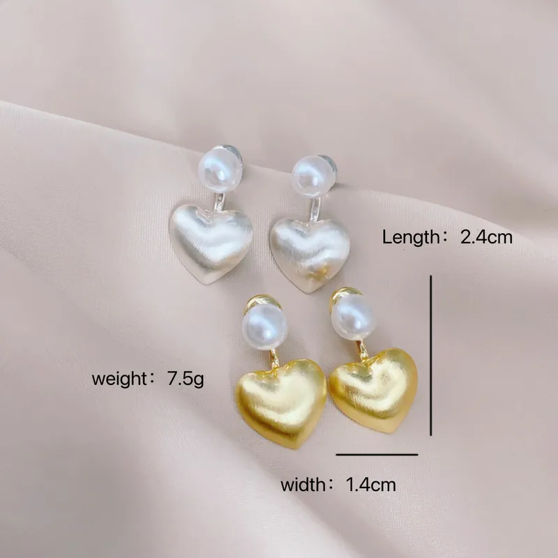 1 Pair 2 Pairs Simple Style Heart Shape Plating Inlay Alloy Pearl Drop Earrings