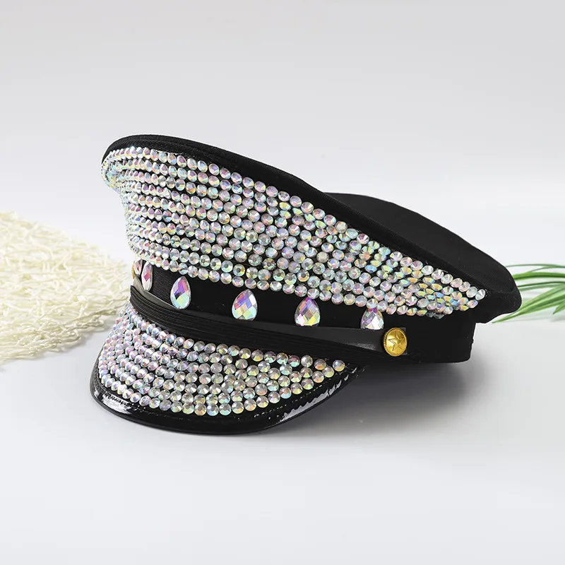 Women's Retro Shiny Solid Color Sequins Rhinestone Flat Eaves Ivy Cap