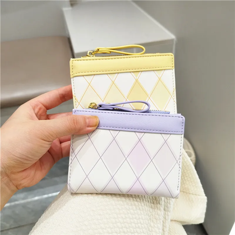 Women's Girl's Lingge Pu Leather Zipper Wallets