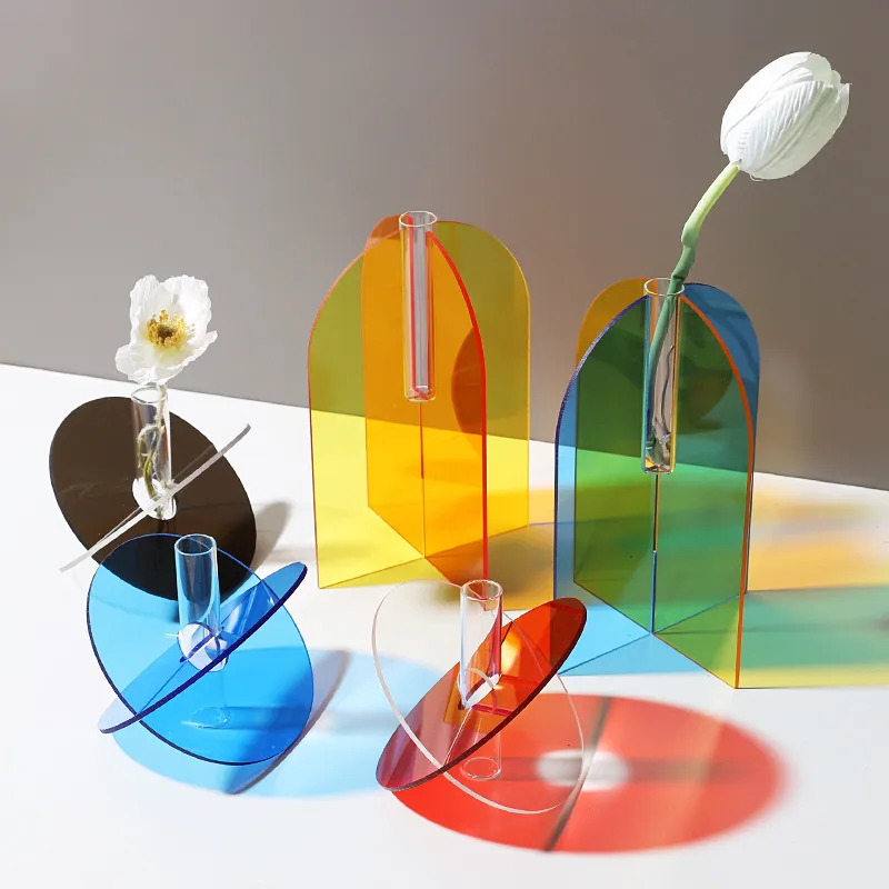 Simple Style Solid Color Arylic Vase Artificial Decorations