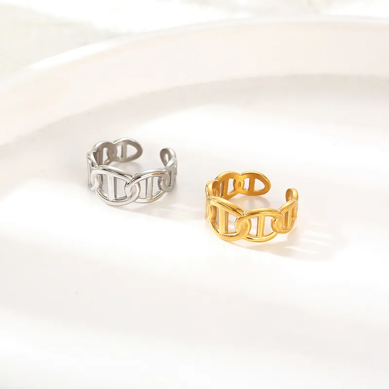 304 Stainless Steel 18K Gold Plated Simple Style Commute Plating Geometric Rings