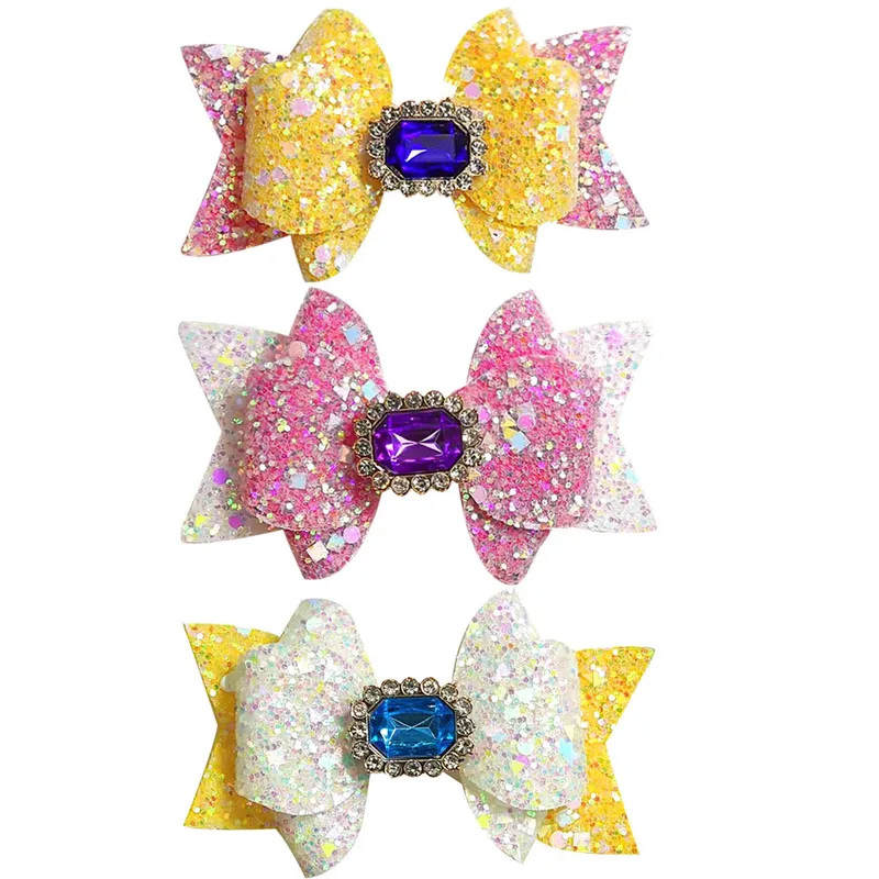 Women's Cute Sweet Bow Knot Cloth Inlay Rhinestones Hair Clip