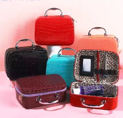 Vintage Style Leopard Pu Leather Square Makeup Bags