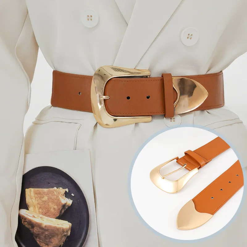 Elegant Formal Commute Color Block Pu Leather Buckle Artificial Leather Women's Leather Belts