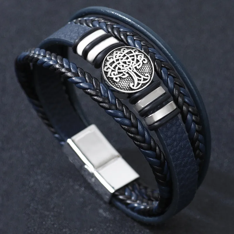 Handmade Romantic Boyfriend Life Tree Alloy Buckle Button Braid Unisex Wristband