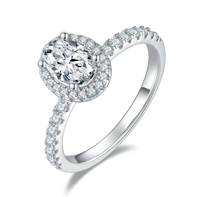 925 Sterling Silver Moissanite Oval Rings