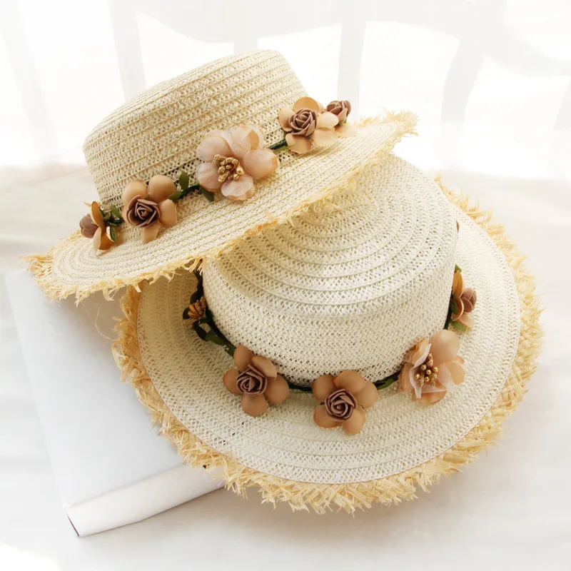 Women's Vacation Beach Solid Color Flat Eaves Straw Hat