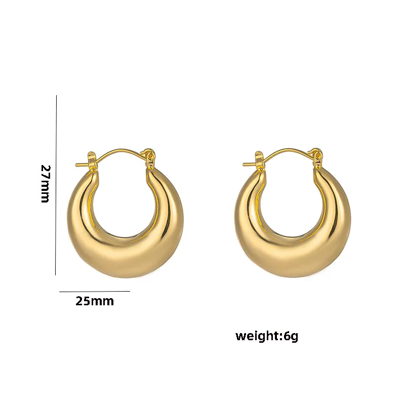 1 Pair Casual Elegant Lady C Shape Geometric Plating Stainless Steel 18k Gold Plated Ear Studs
