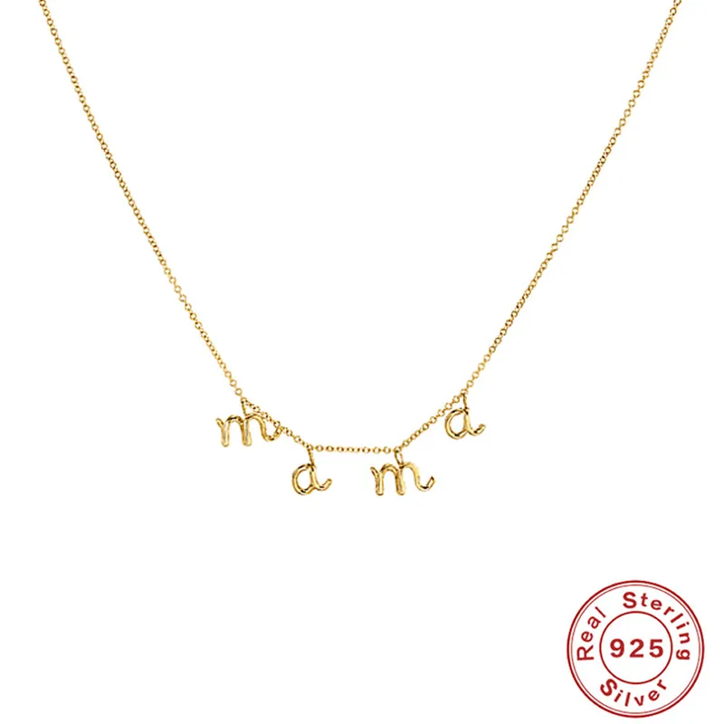 925 Sterling Silver Cable Chain Plating Letter Necklace