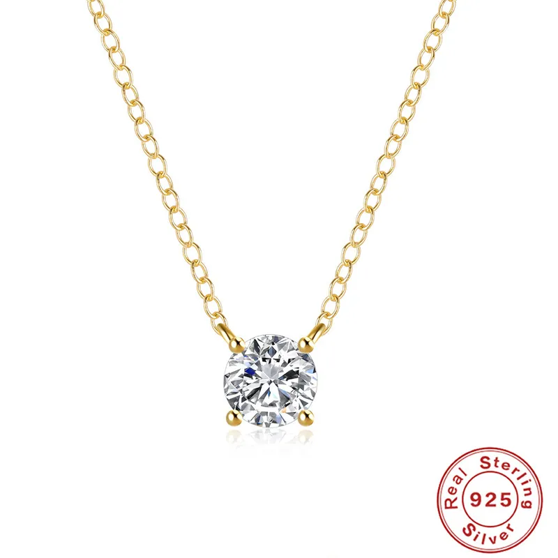 925 Sterling Silver Zircon Cable Chain Plating Geometric Pendant Necklace