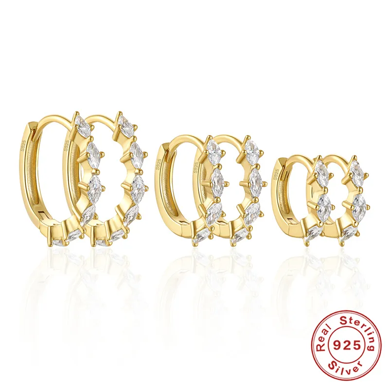 Fashion Geometric Sterling Silver Inlay Zircon Hoop Earrings 1 Pair