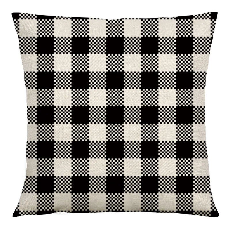 Simple Everyday Color Block Printed Linen Throw Pillow Cover