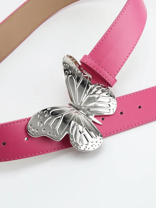 Simple Style Butterfly Pu Leather Alloy Patchwork Women's Leather Belts