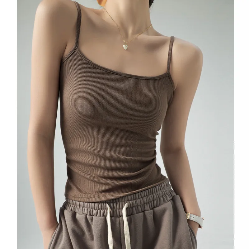 TikTok Explosive Bottoming Vest Small Sling Women's Suit With Inner Cover Auxilum Thread Spring And Autumn Summer Outer Wear Top