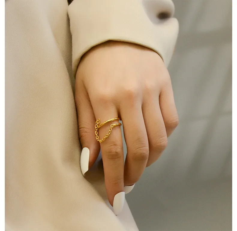 Wholesale Jewelry Retro 304 Stainless Steel No Inlaid 18K Gold Plated Plating