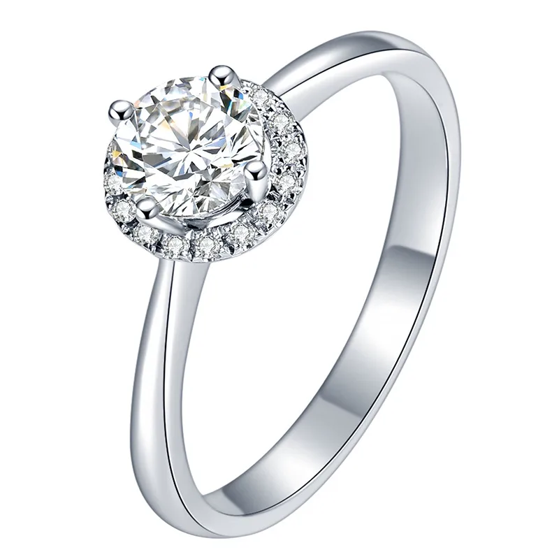 925 Sterling Silver Moissanite Round Rings