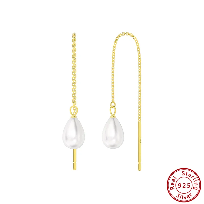 1 Pair Sweet Simple Style Solid Color Plating Inlay Baroque Pearls Sterling Silver Freshwater Pearl 14k Gold Plated Drop Earrings