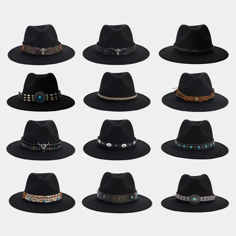 Women's Elegant Basic Solid Color Big Eaves Fedora Hat