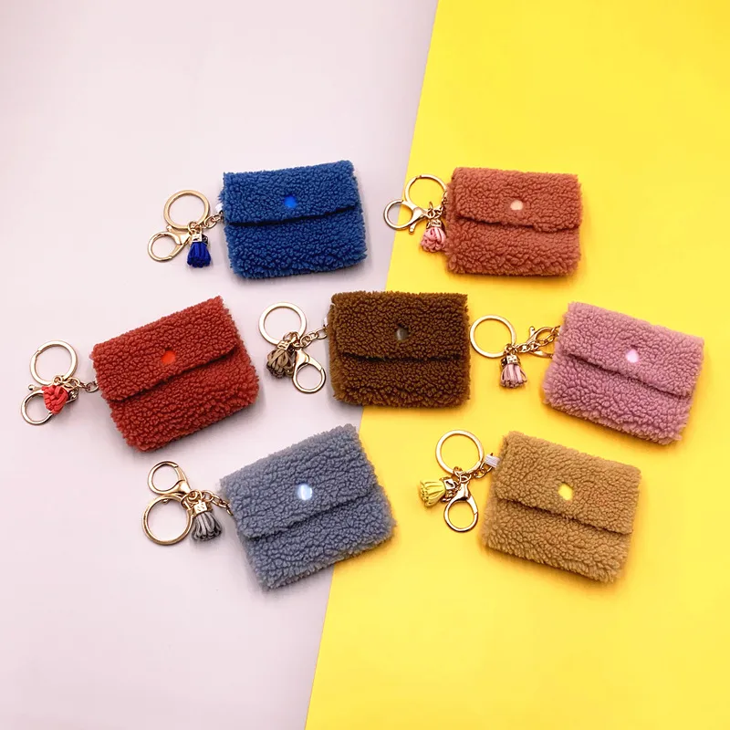 Elegant Vintage Style Solid Color Metal Fleece Unisex Bag Pendant Keychain