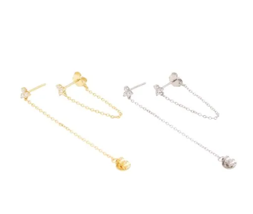 1 Pair 925 Sterling Silver Printing Drop Earrings