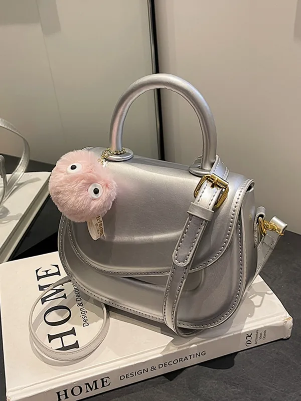 Women's Small Pu Leather Solid Color Cute Square Zipper Handbag