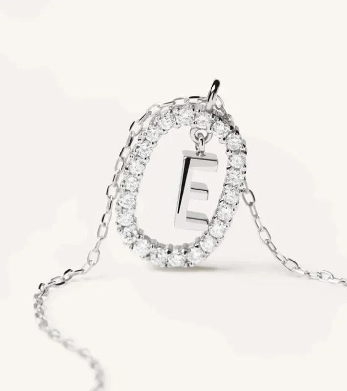 925 Sterling Silver Plating Letter Pendant Necklace
