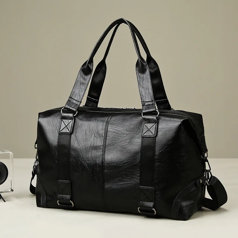 Unisex Classic Style Solid Color Pu Leather Waterproof Shopping Bags