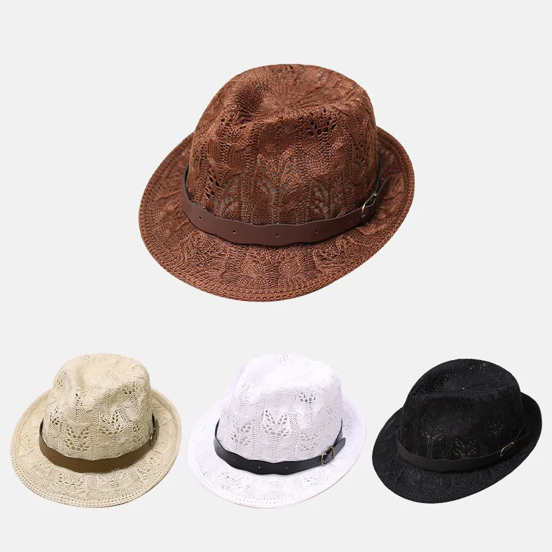 Unisex Basic Solid Color Flat Eaves Fedora Hat