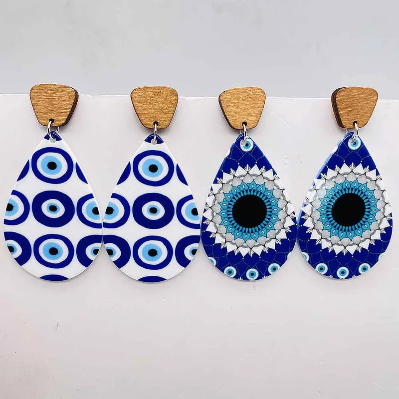 1 Pair Casual Simple Style Devil's Eye Water Droplets Arylic Drop Earrings