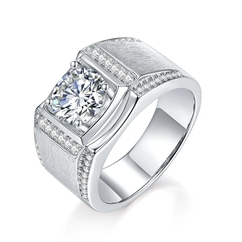 925 Sterling Silver Moissanite Geometric Rings GRA Certificate