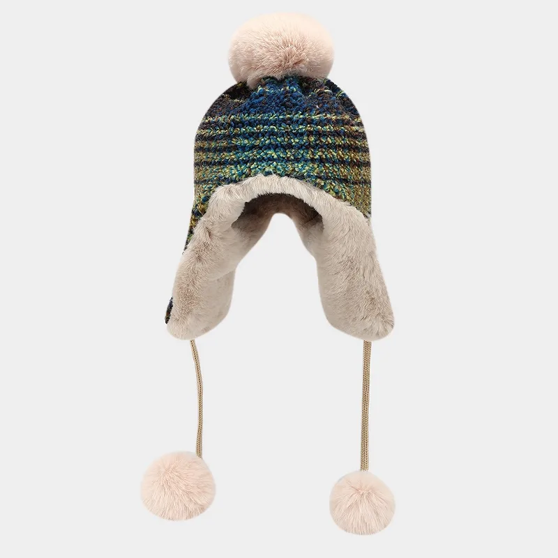 Women's IG Style Cute Color Block Eaveless Trapper Hat