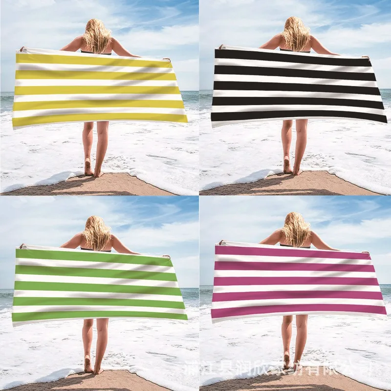 Single-sided Velvet Beach Towel Microfiber Beach Bath Towel Personalized Striped Pattern Towel Bath Towel Summer Beach
