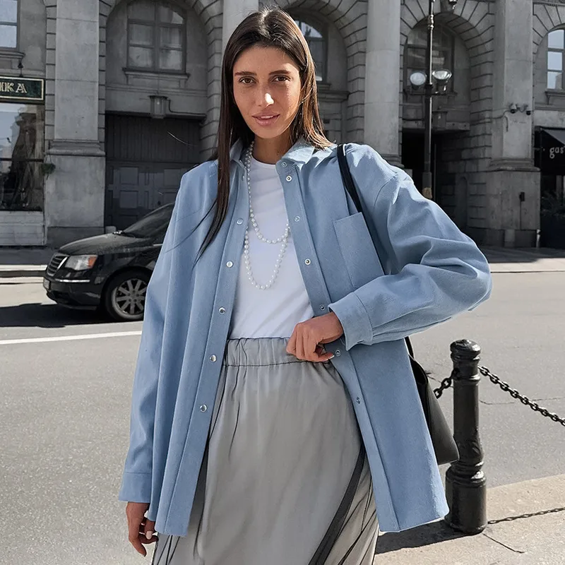 Women's Elegant Streetwear Solid Color Pocket Single Breasted Casual Jacket