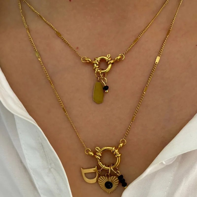 Wholesale Jewelry IG Style Modern Style Letter Heart Shape 316L Stainless Steel  Acrylic Resin Pendant Necklace