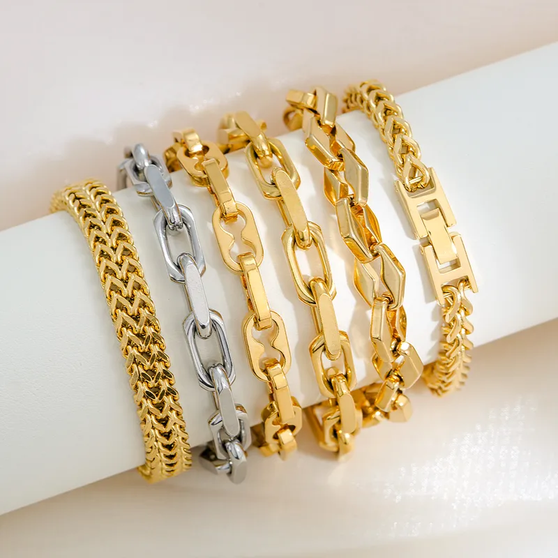 Hip-Hop Rock Geometric 304 Stainless Steel Bracelets In Bulk
