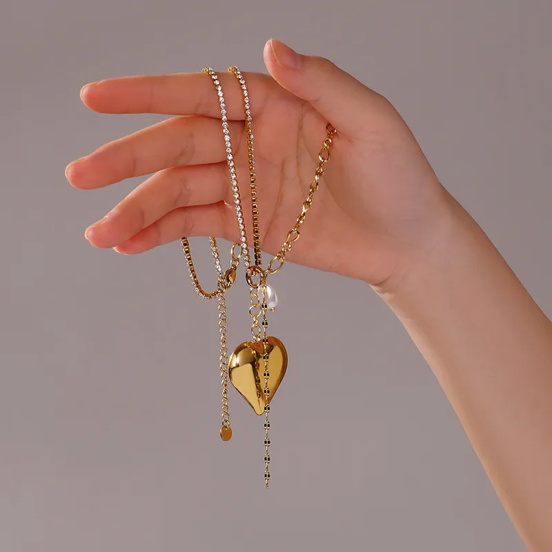 Wholesale Jewelry Simple Style Streetwear Heart Shape Titanium Steel Plating Pendant Necklace