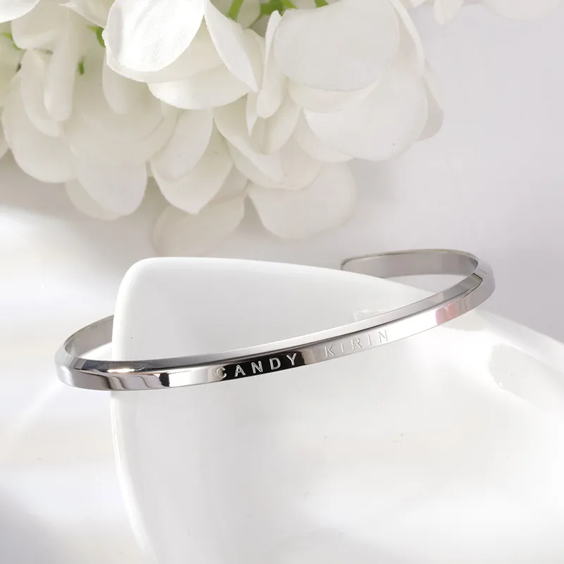 Simple Style Geometric Titanium Steel Bangle In Bulk