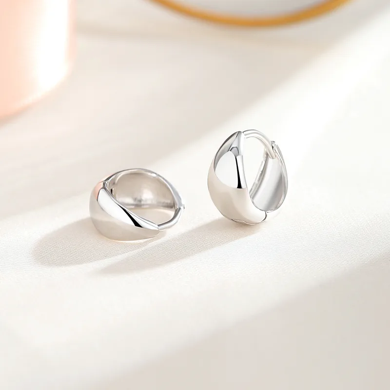 1 Piece 14K Gold Plated White Gold Plated 925 Sterling Silver Circle Earrings